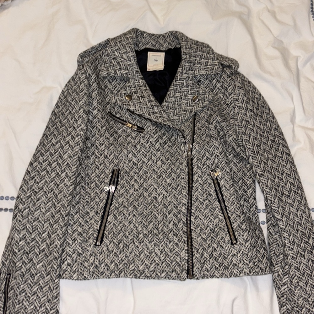 Wool Herringbone Moto Jacket Gap - image 1